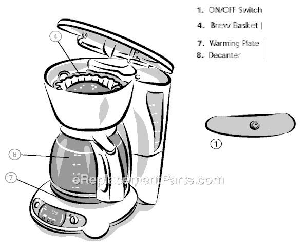 Page A Diagram and Parts List for TF12  Mr Coffee Coffee Maker